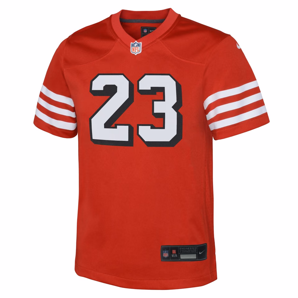 Christian McCaffrey #23 San Francisco 49ers Game NFL Jersey Alternate Red (YOUTH) view 2