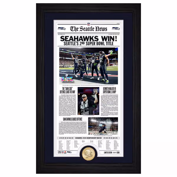 Seattle Seahawks Super Bowl LX Champions Newspaper NFL Frame view 1