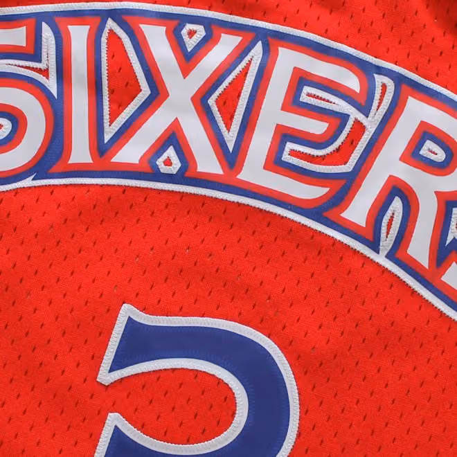 Allen Iverson #3 Philadelphia 76ers 1996-97 Swingman NBA Jersey Red view 4