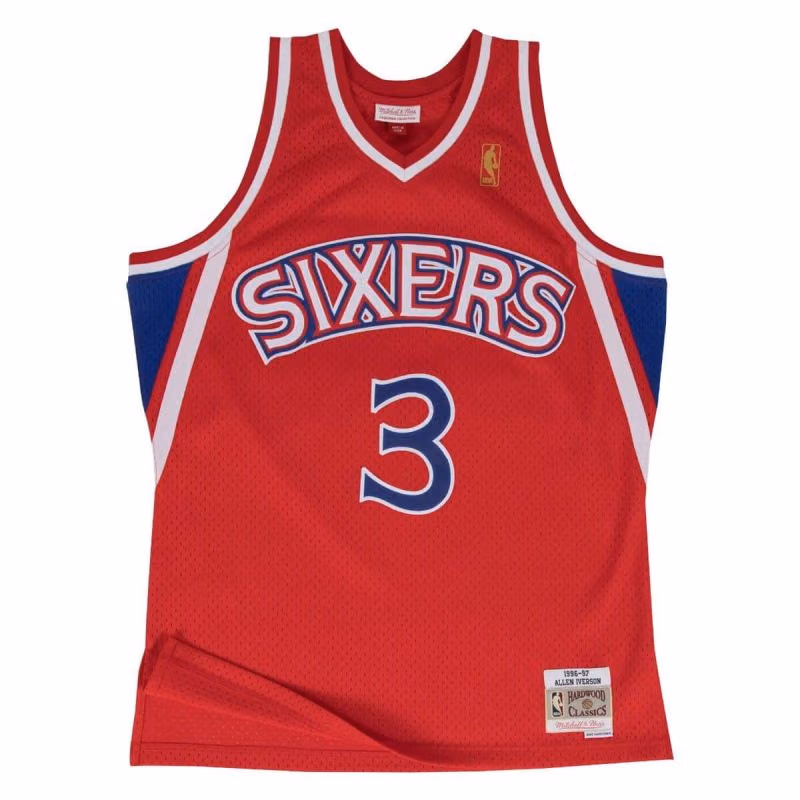 Allen Iverson #3 Philadelphia 76ers 1996-97 Swingman NBA Jersey Red view 1