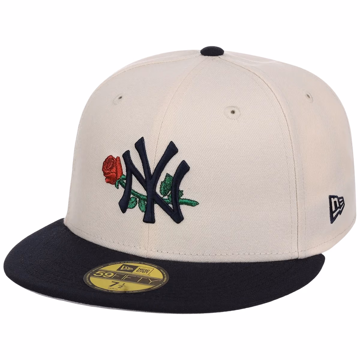 New York Yankees 'Concrete Roses' New Era 59FIFTY (Cream/Navy) detail view