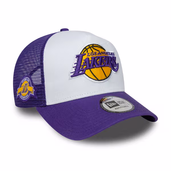 Los Angeles Lakers 17-Time Champion Side Patch Trucker Adjustable NBA Cap Purple product photo