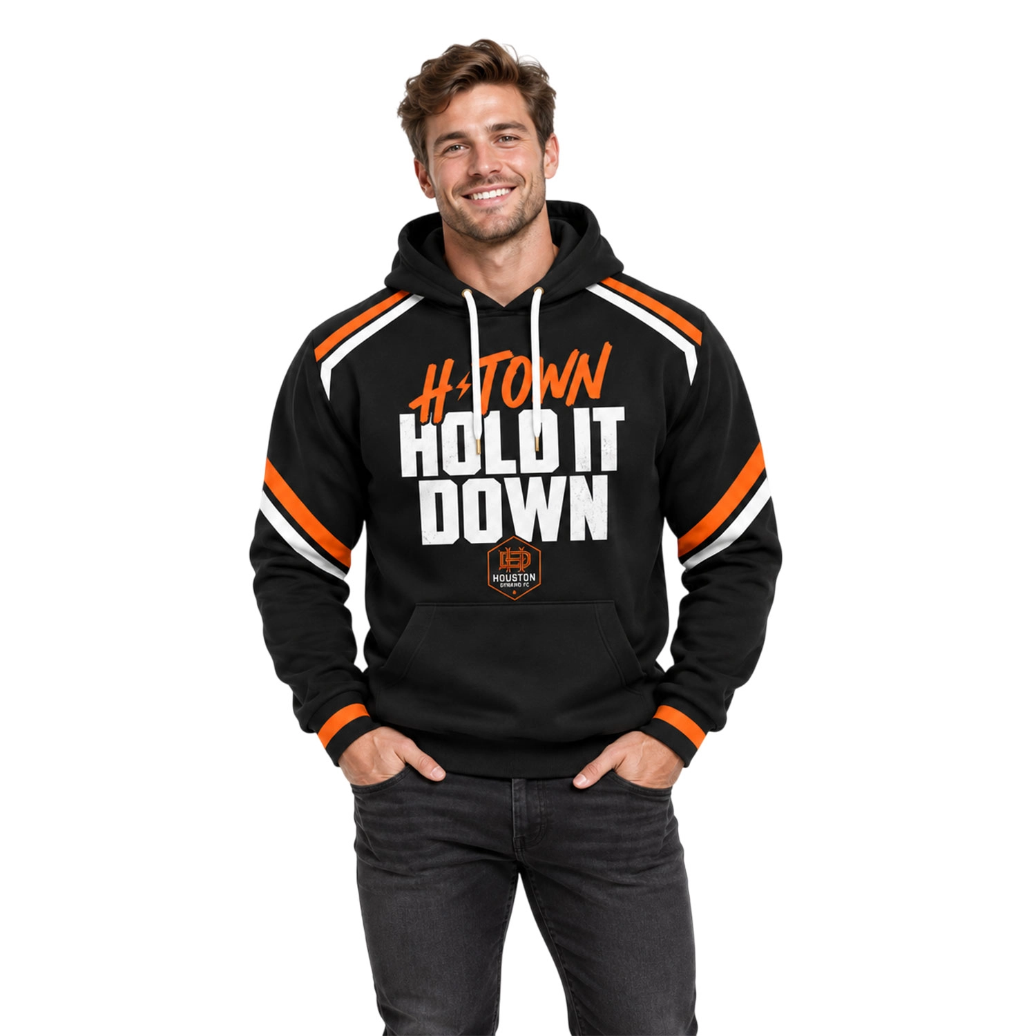 Houston Dynamo Custom Hoodie Bold H Town Black Orange