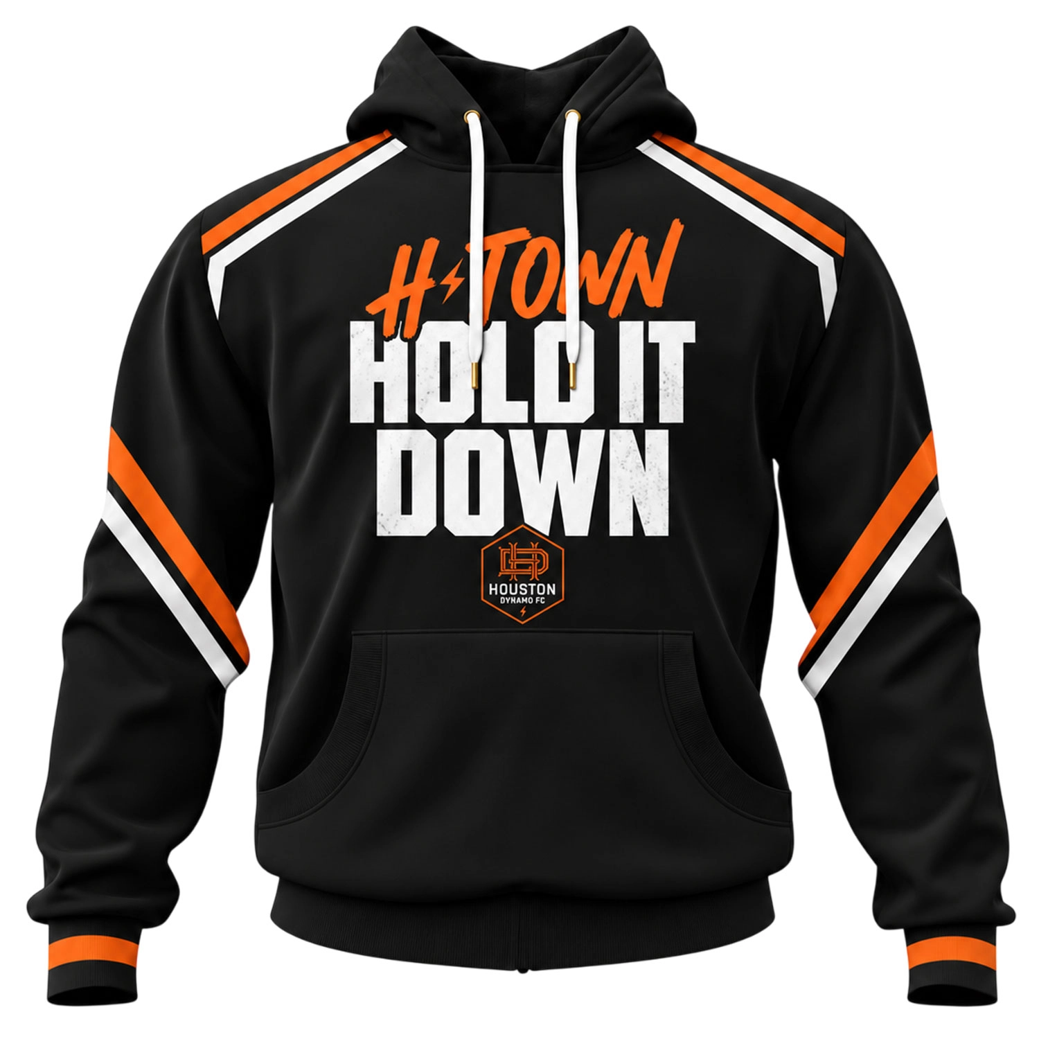 Houston Dynamo Custom Hoodie Bold H Town Black Orange