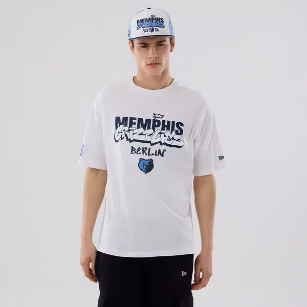 Memphis Grizzlies 2026 NBA Berlin Game Oversized T-Shirt White view 1