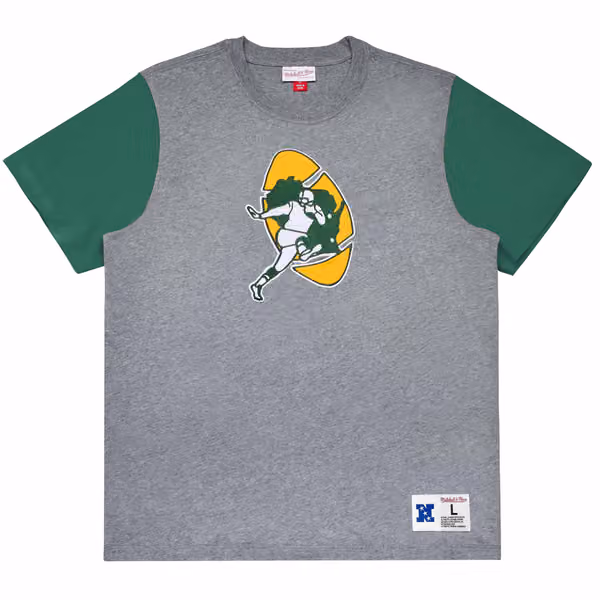 Green Bay Packers Mitchell & Ness Color Blocked NFL Throwback T-Shirt view 1
