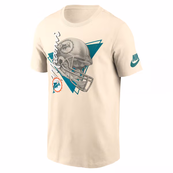 Miami Dolphins Rewind Helmet Essential NFL T-Shirt Cream view 1
