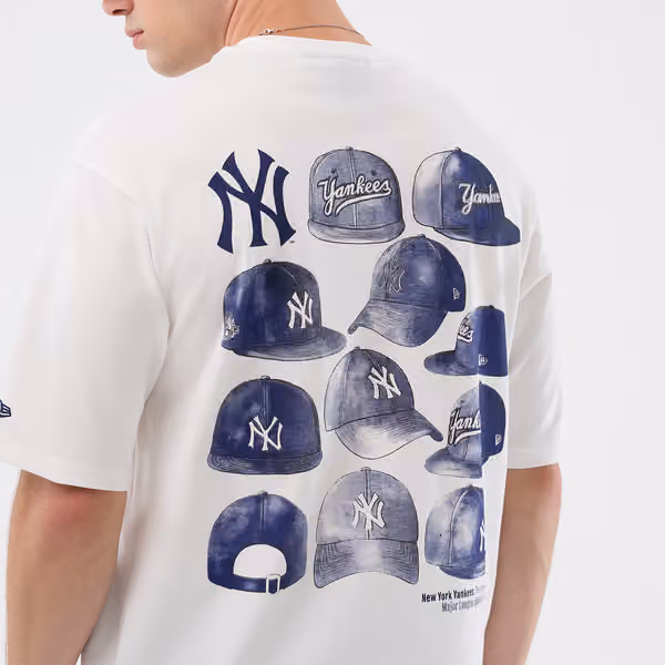 New York Yankees Cap Graphic MLB T-Shirt White view 4