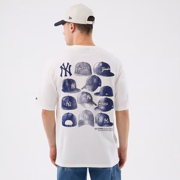 New York Yankees Cap Graphic MLB T-Shirt White view 2