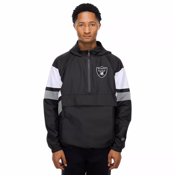 Las Vegas Raiders NFL Quarter Zip Windbreaker Jacket Black view 1