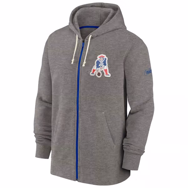 New England Patriots Historic Nike NFL Full-Zip Fleece Hoodie Gray view 1