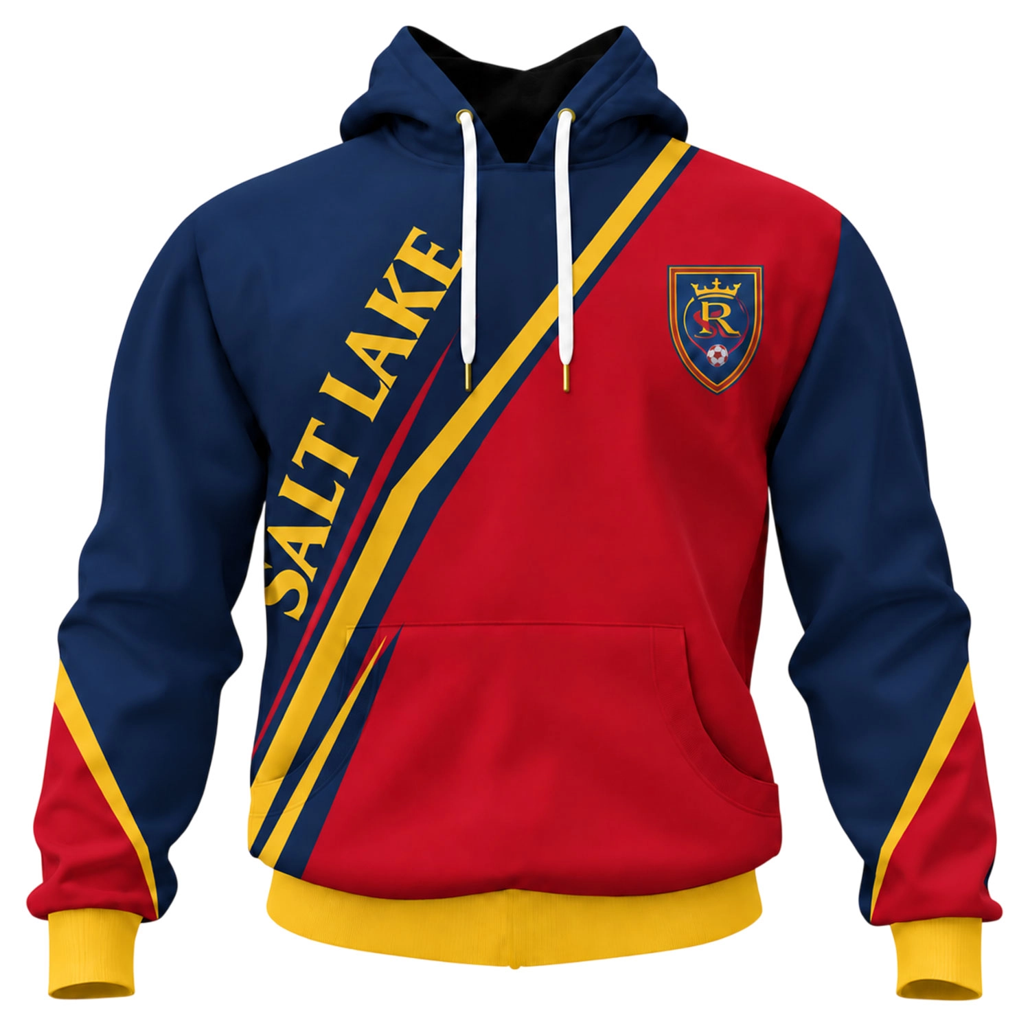 RSL Soccer Hoodie Bold Red Navy Gold Design