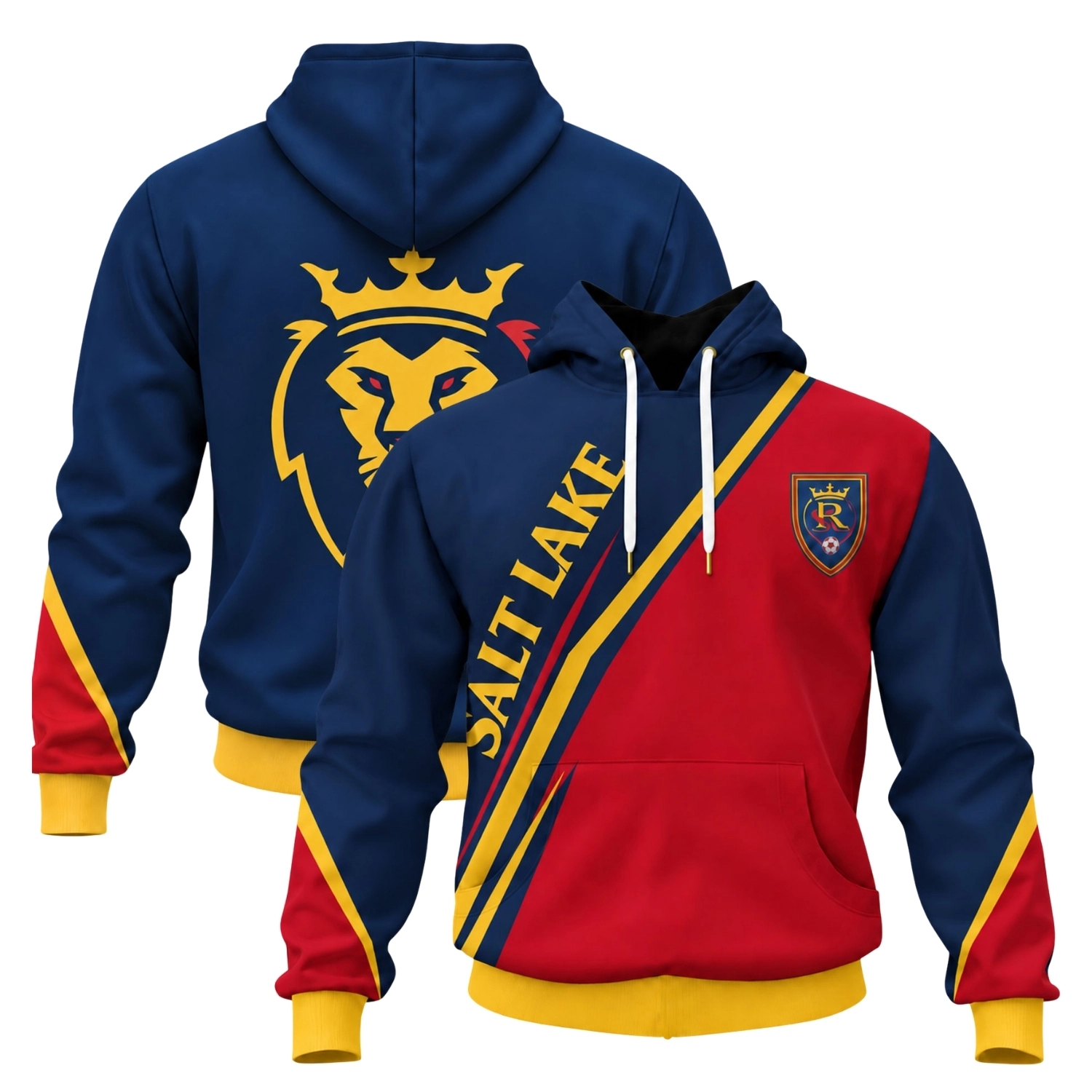 RSL Soccer Hoodie Bold Red Navy Gold Design