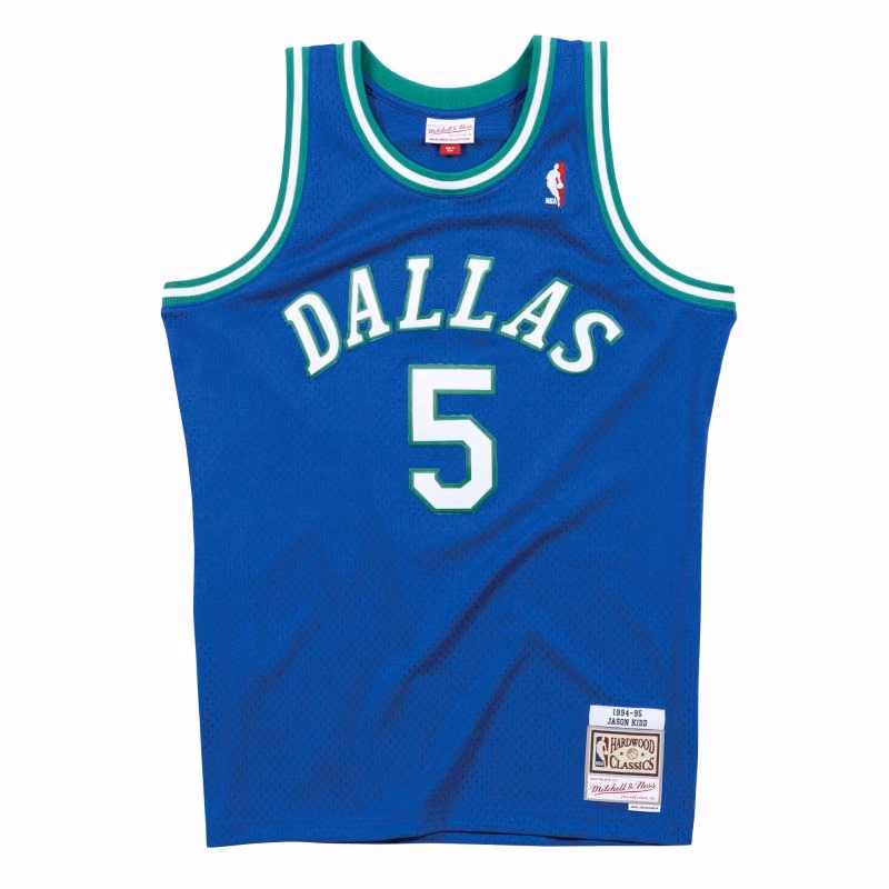 Jason Kidd #5 Dallas Mavericks 1994-95 Mitchell & Ness Swingman NBA Jersey Blue view 1