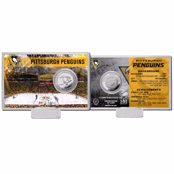 Pittsburgh Penguins Team History NHL Silver Coin Card view 1
