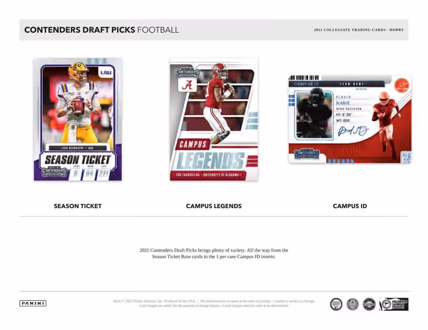 2021 Panini Contenders Draft Picks Football Hobby Box NCAA view 3