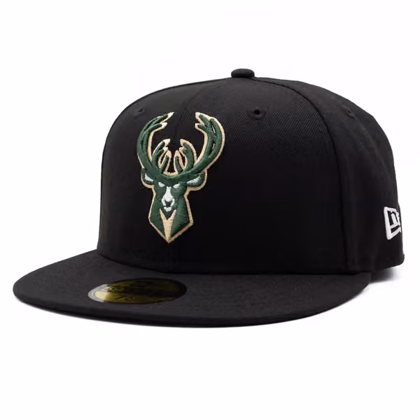 Milwaukee Bucks Team Logo New Era 59FIFTY Fitted NBA Cap Black product photo