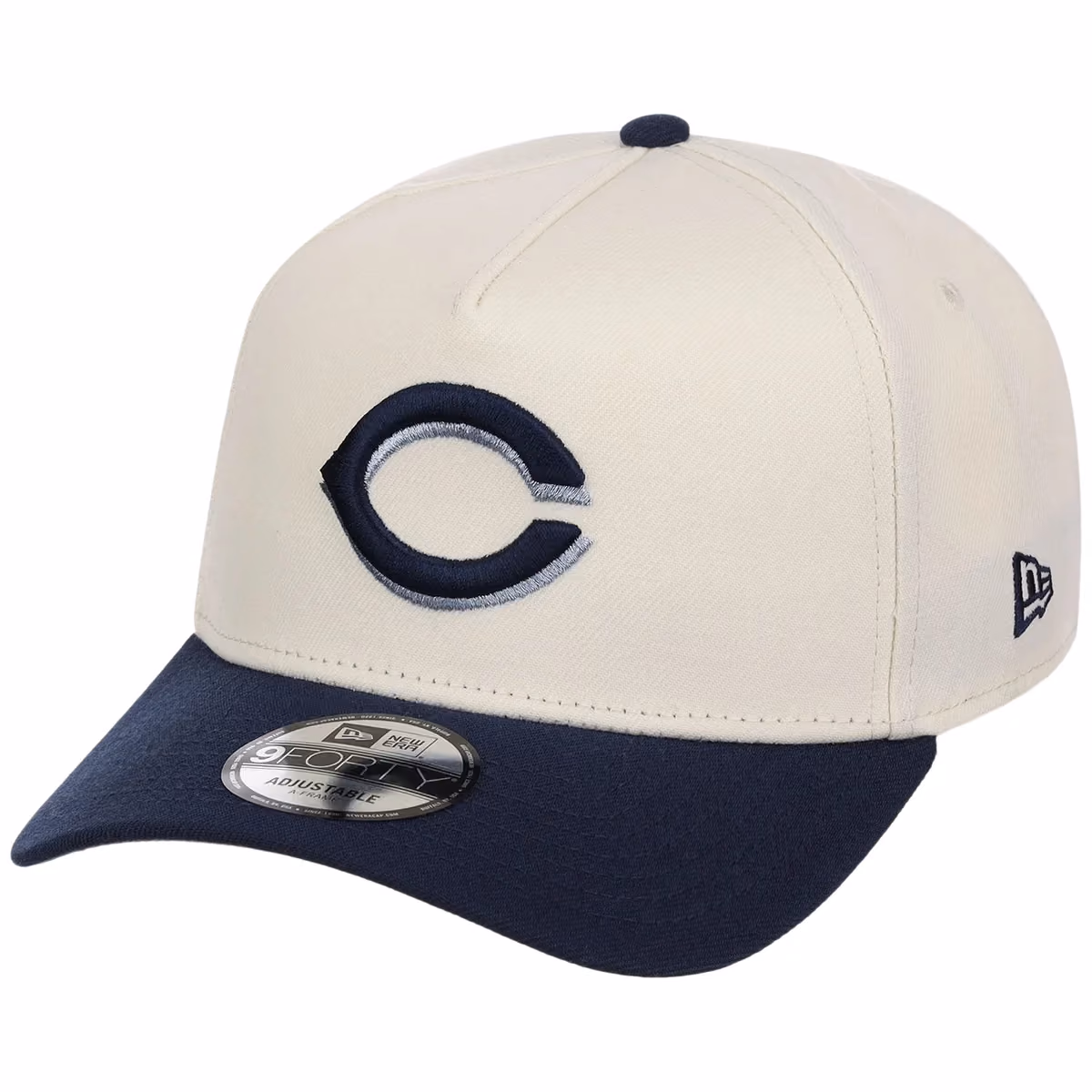 Cincinnati Reds MLB Chrome x Navy FASHION CORE New Era 9FORTY A-Frame detail view