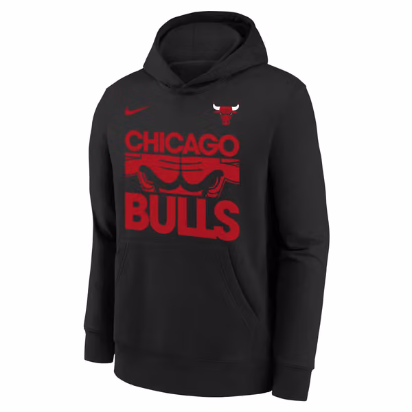 Chicago Bulls NBA Courtside Nike Club Hoodie Black (YOUTH) view 2