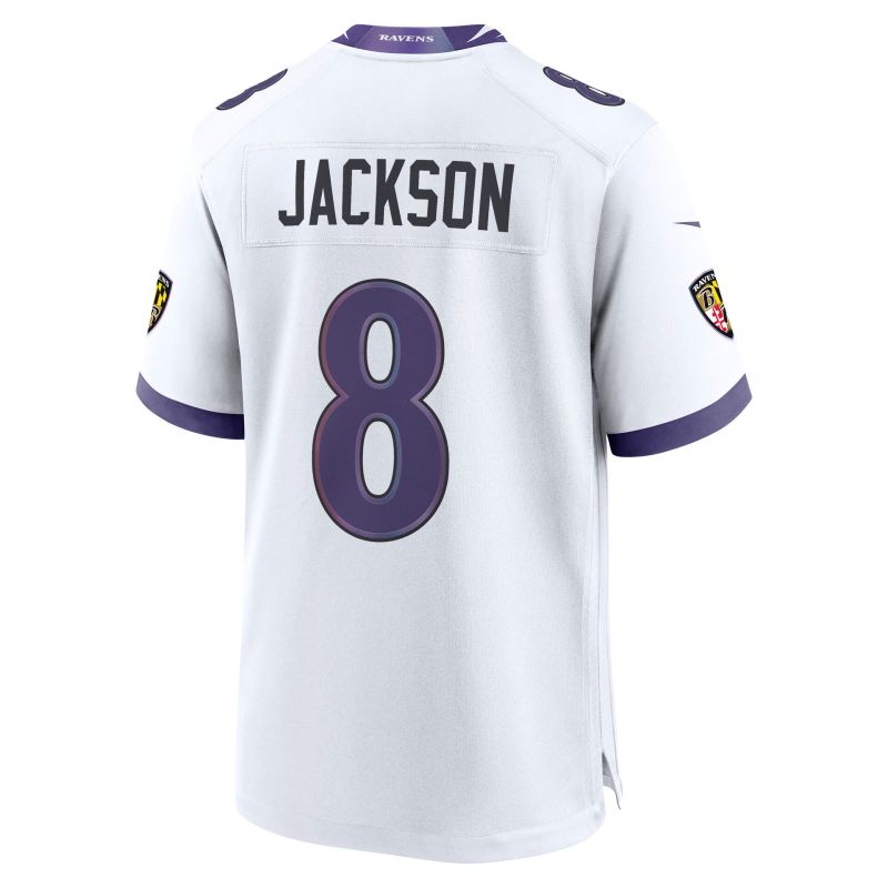 Lamar Jackson #8 Baltimore Ravens 2026 Game NFL Jersey White view 3