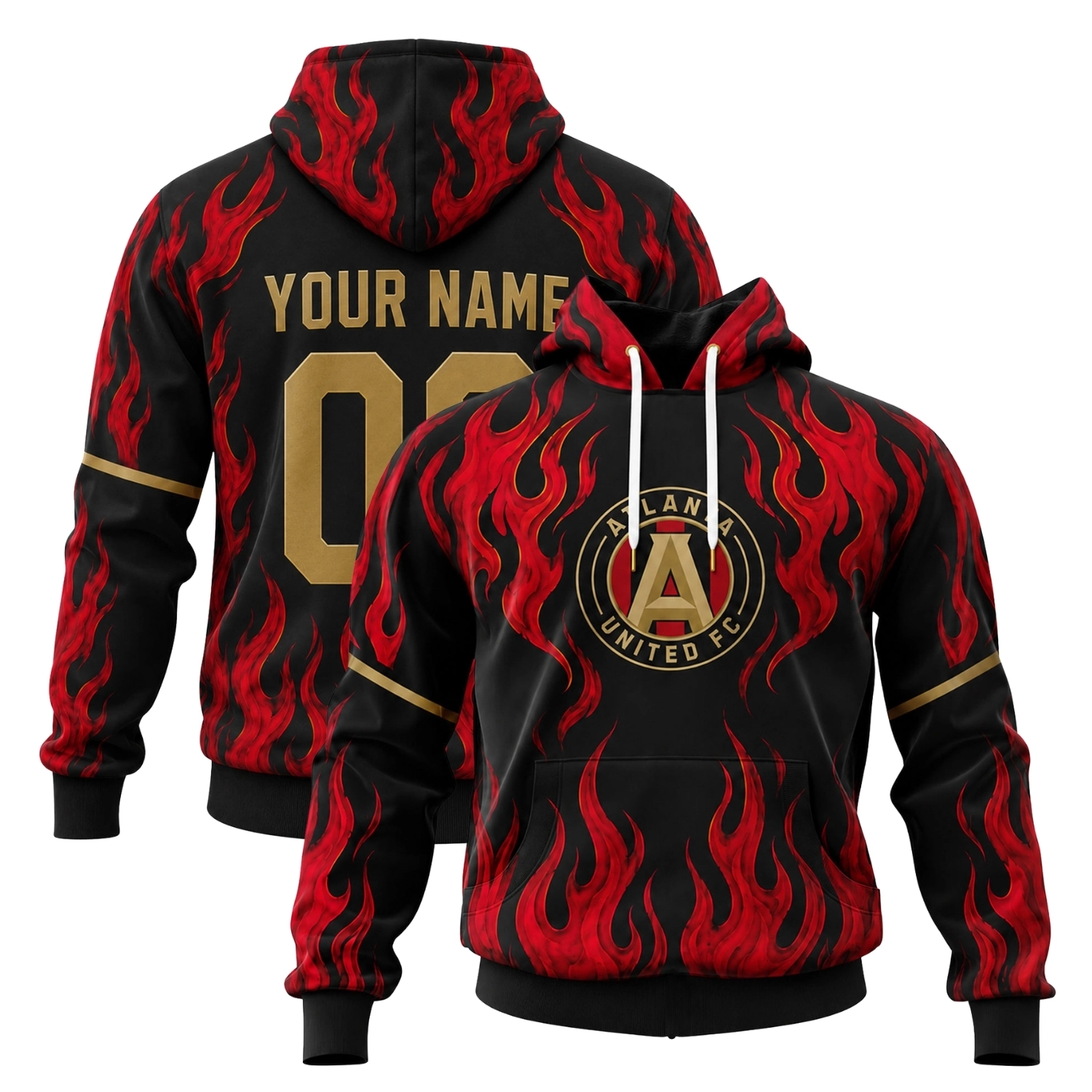 Atlanta Soccer Hoodie Custom Remarkable Flame Graphic