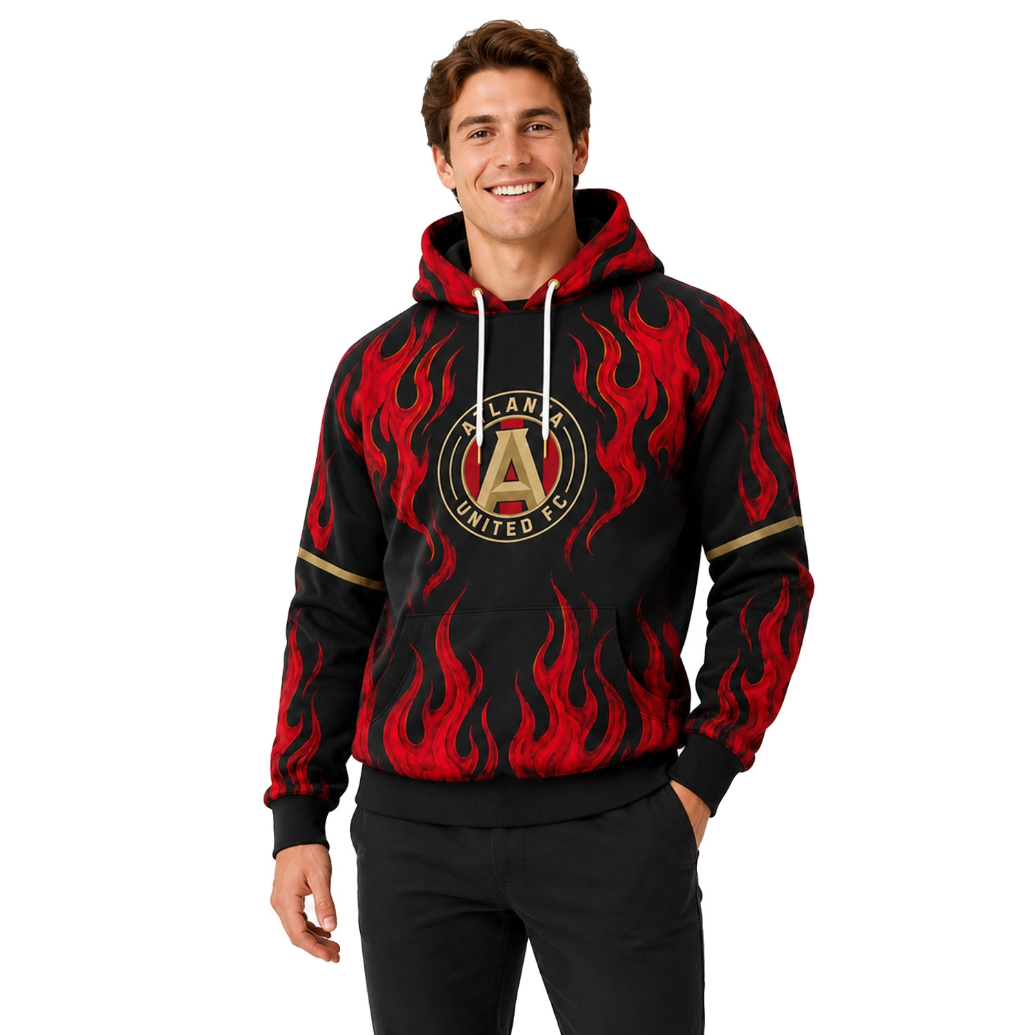 Atlanta Soccer Hoodie Custom Remarkable Flame Graphic