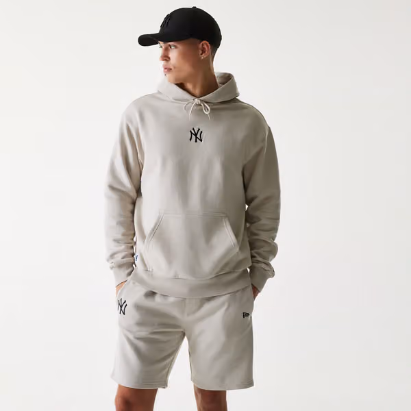 New York Yankees Small Logo MLB Hoodie Stone Gray view 1