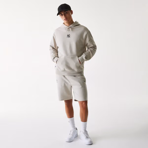 New York Yankees Small Logo MLB Hoodie Stone Gray view 7