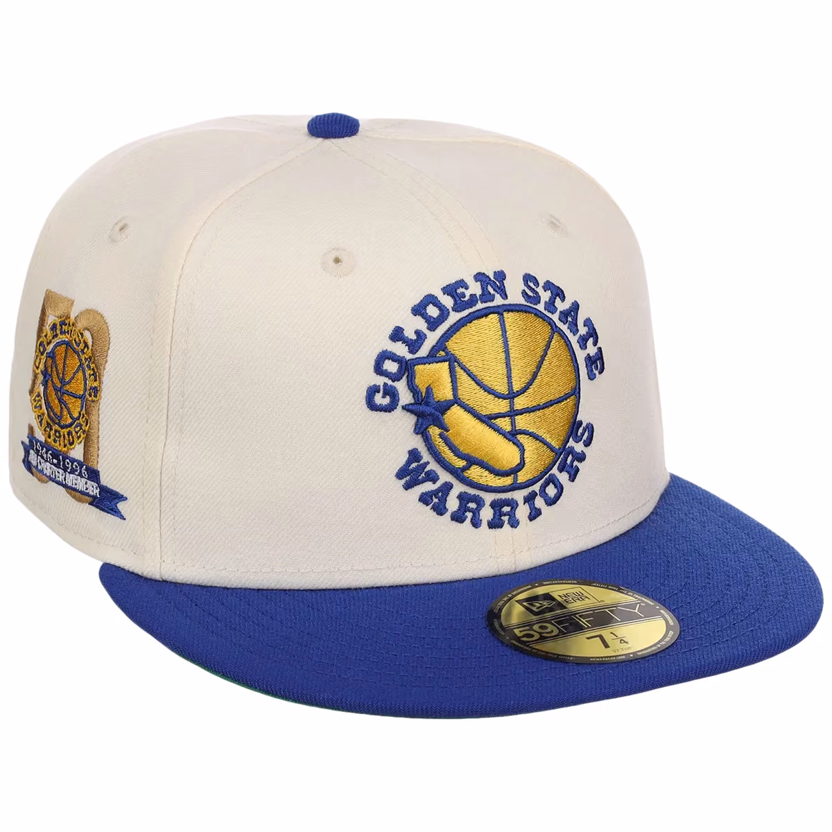 Golden State Warriors NBA Chrome OTC New Era 59FIFTY (Chrome/Royal) front view