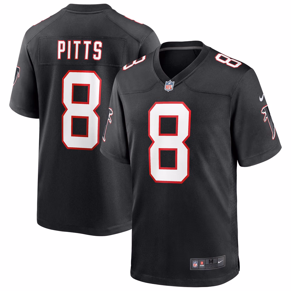 Kyle Pitts #8 Atlanta Falcons Game NFL Jersey Alternate Throwback Black view 1