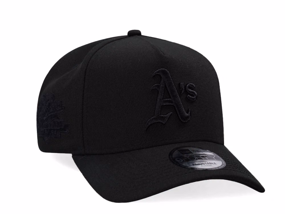 New Era Oakland Athletics World Series 1989 All Black Edition 9Forty A Frame Snapback Hat front