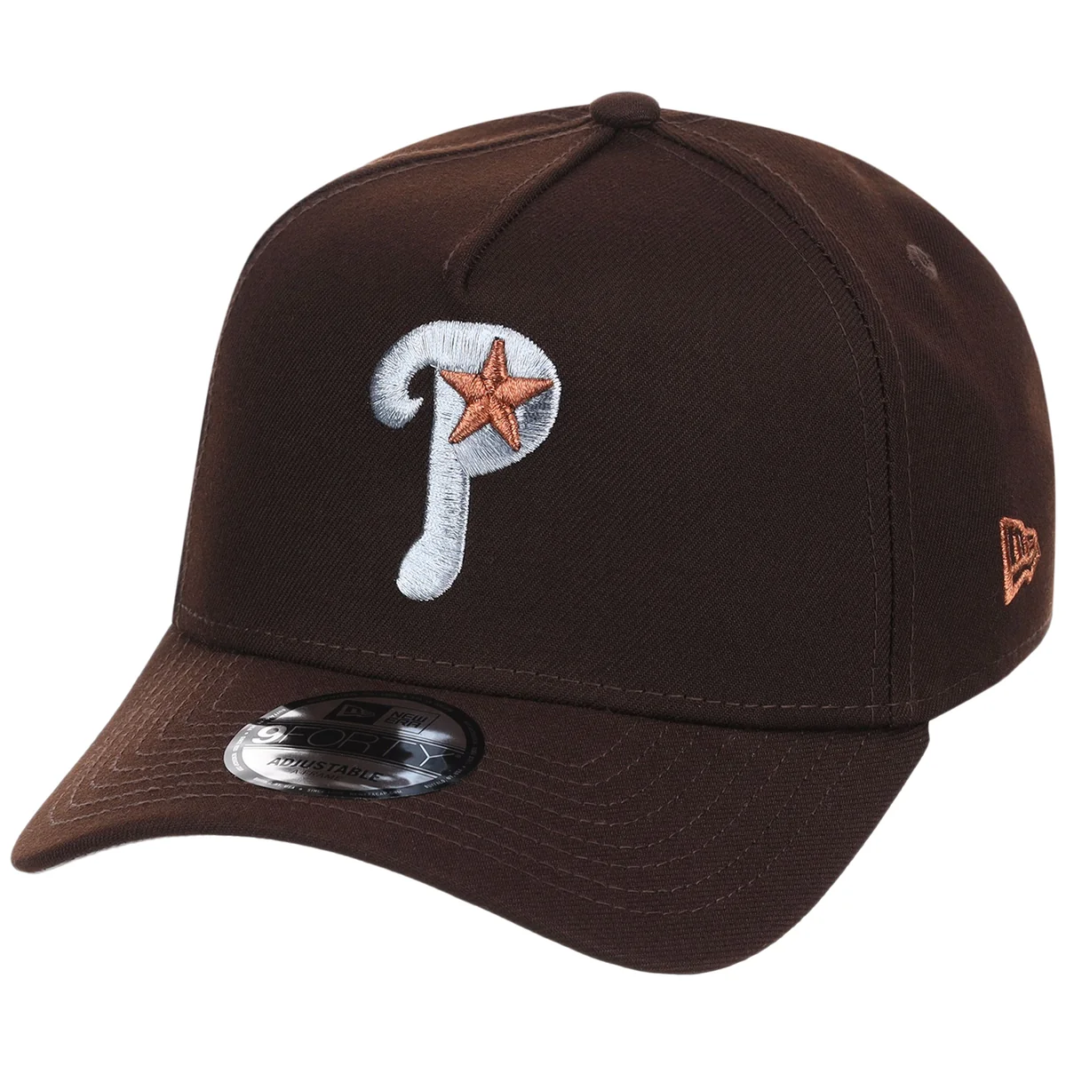 Philadelphia Phillies MLB Frosted Bark New Era 9FORTY A-Frame detail view