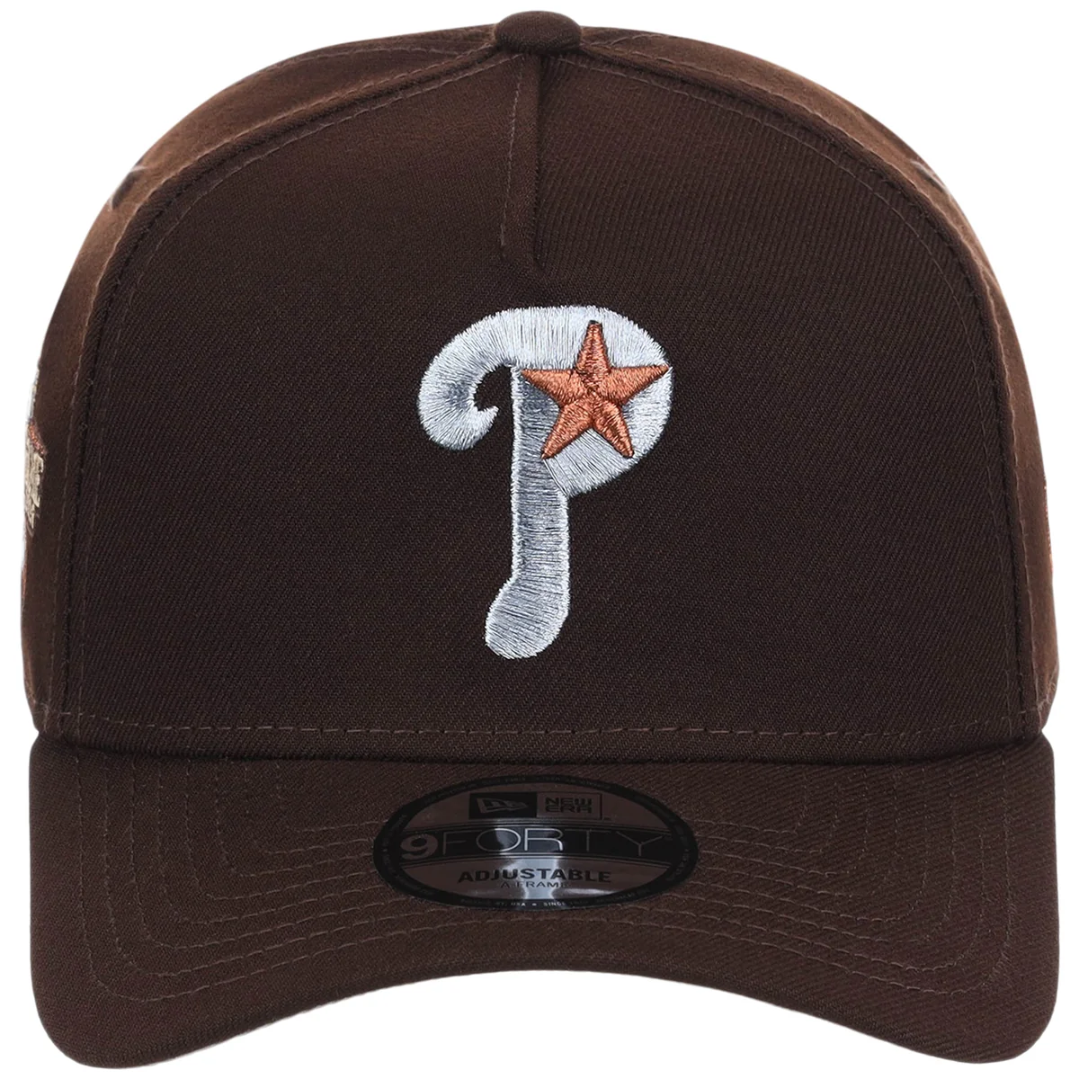 Philadelphia Phillies MLB Frosted Bark New Era 9FORTY A-Frame detail view