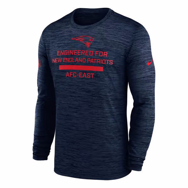 New England Patriots 2025 NFL Sideline Nike Velocity Performance Long Sleeve T-Shirt Navy view 1