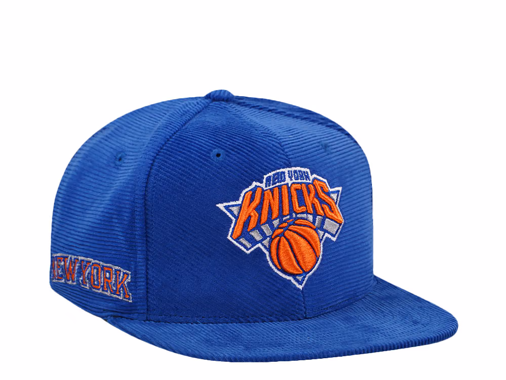 Mitchell & Ness New York Knicks Blue Cord Throwback Snapback Hat front