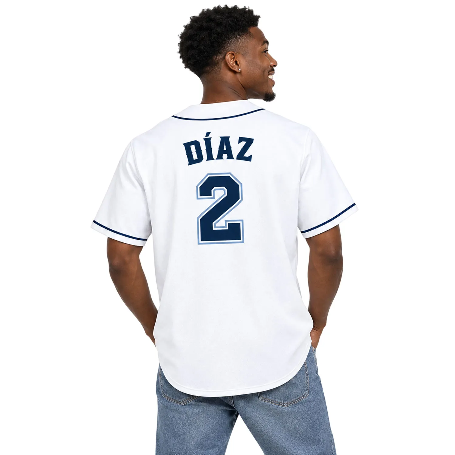 TB Rays Shirt Yandy Diaz White Jersey Powerful Baseball Wear