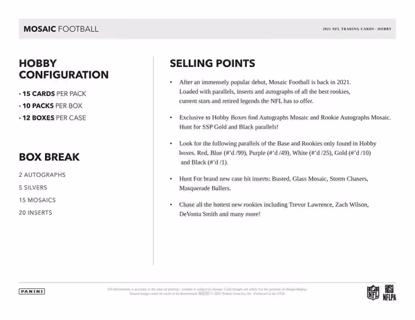 2021 Panini Mosaic Football Hobby Box NFL view 5