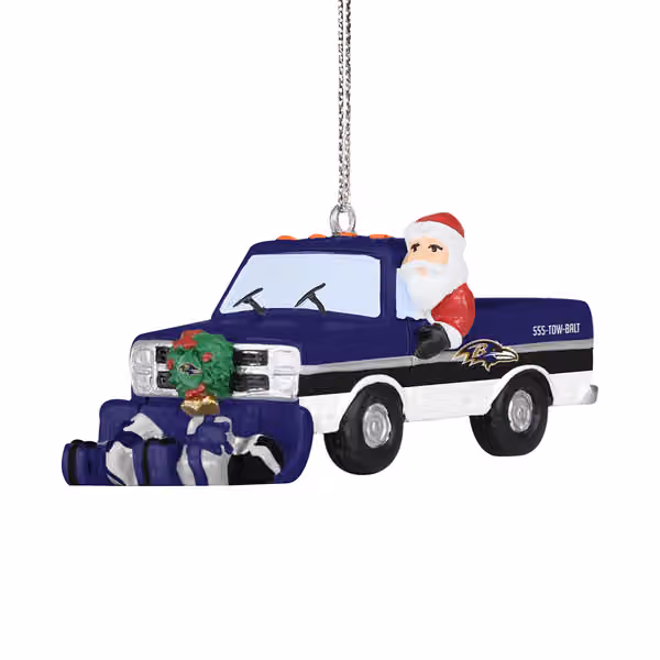 Baltimore Ravens NFL Snow Plow Truck Christmas Ornament view 1
