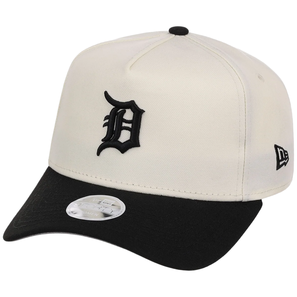 Detroit Tigers Women's New Era 9FORTY Chrome x Black A-Frame detail view