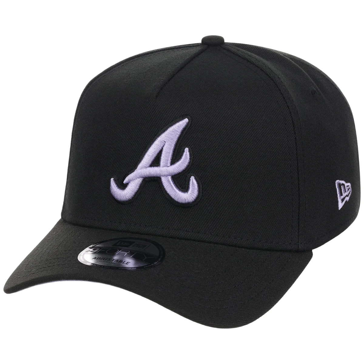 Atlanta Braves MLB Black x Lavender FASHION CORE New Era 9FORTY A-Frame detail view