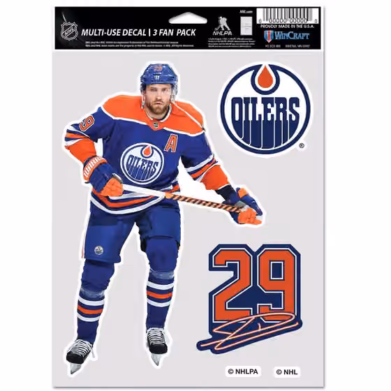 Leon Draisaitl #29 Edmonton Oilers Player NHL Decals Set (3 Pcs.) view 1