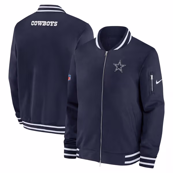 Dallas Cowboys NFL Sideline Nike Coach Bomber Jacket view 1