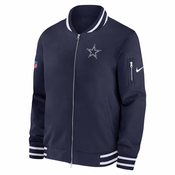 Dallas Cowboys NFL Sideline Nike Coach Bomber Jacket view 2