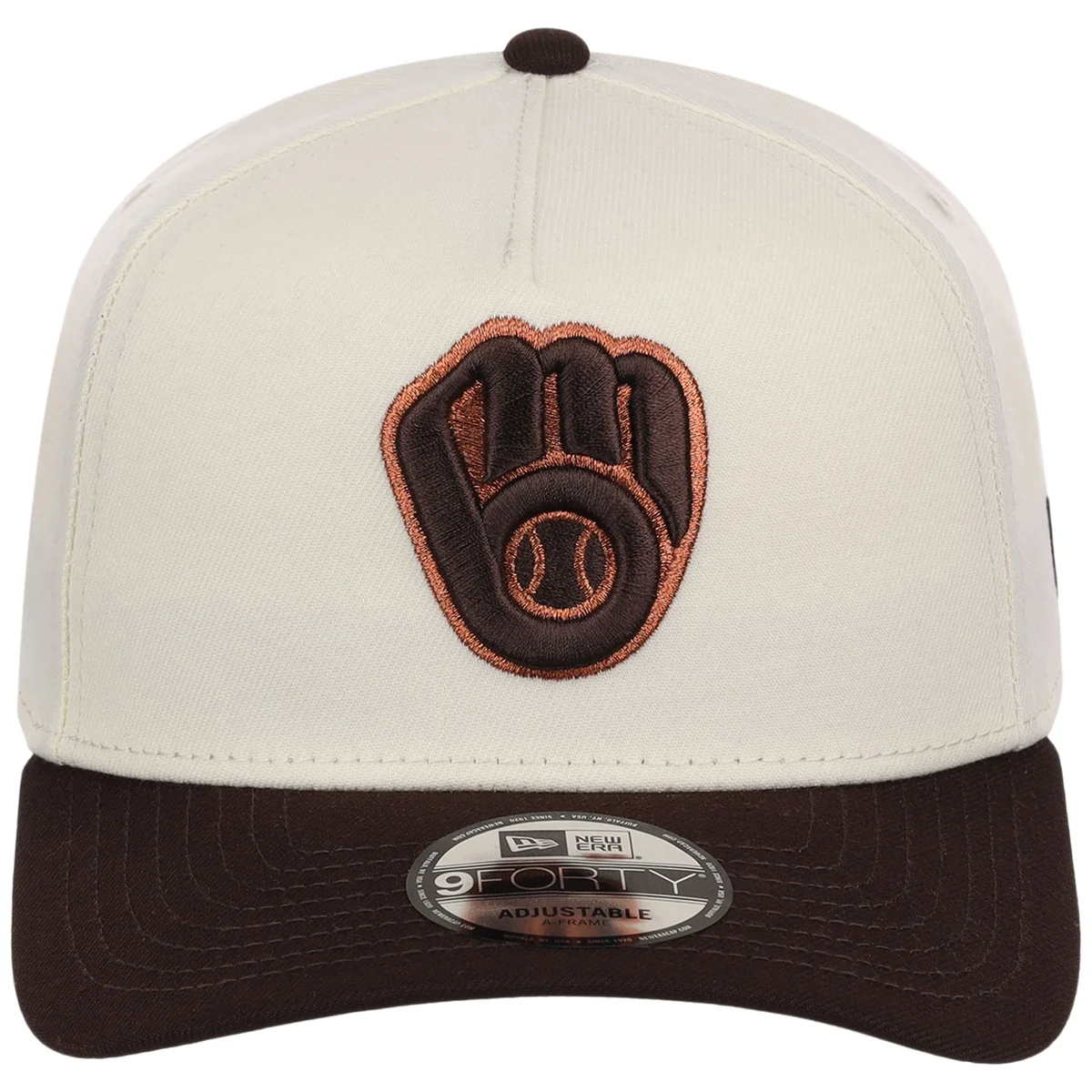 Milwaukee Brewers MLB Chrome x Burnt Wood FASHION CORE New Era 9FORTY A-Frame detail view