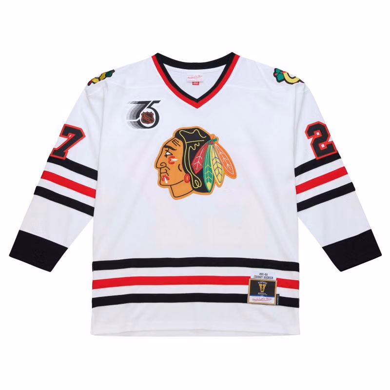 Jeremy Roenick #27 Chicago Blackhawks 1991-92 Premium Power Play NHL Jersey White view 2