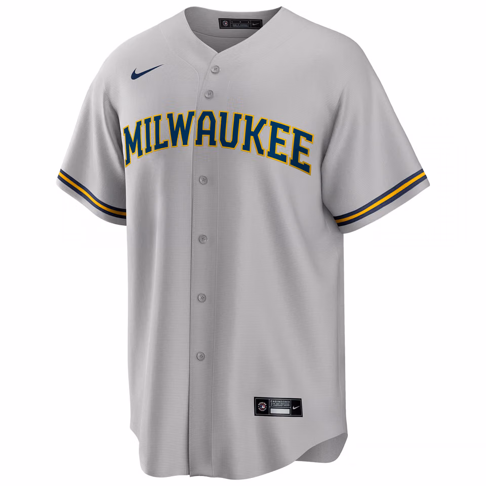 Milwaukee Brewers Nike MLB Road Jersey Gray view 1