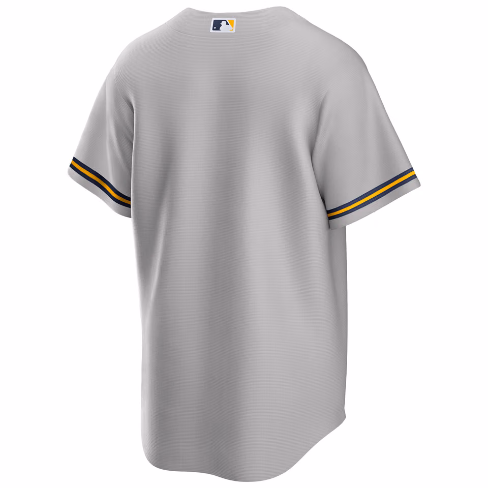 Milwaukee Brewers Nike MLB Road Jersey Gray view 2