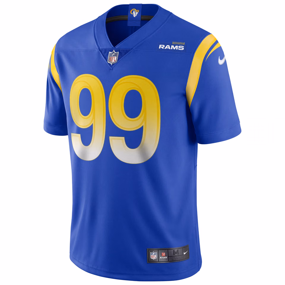 Aaron Donald #99 Los Angeles Rams Nike Vapor Limited NFL Jersey Blue view 2