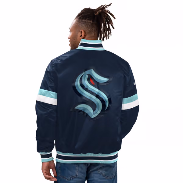 Seattle Kraken Home Game NHL Varsity Satin Jacket view 1