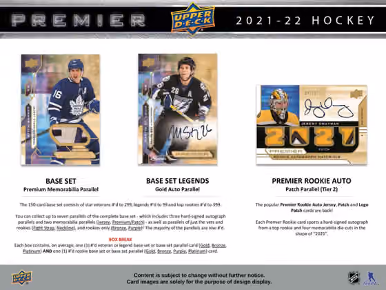 2021/22 Upper Deck Premier Hockey Hobby Box NHL view 2